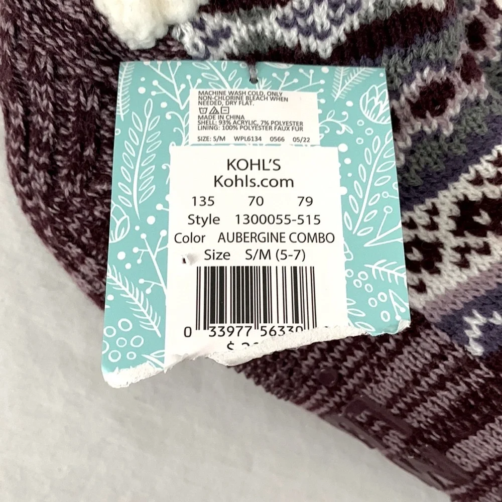 Muk Luks Aubergine Combo Women's Shortie Cabin Sock